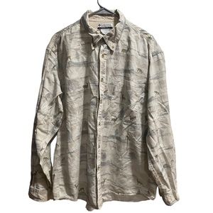 Men’s Columbia Deer Print Button‎ Down Shirt size XL